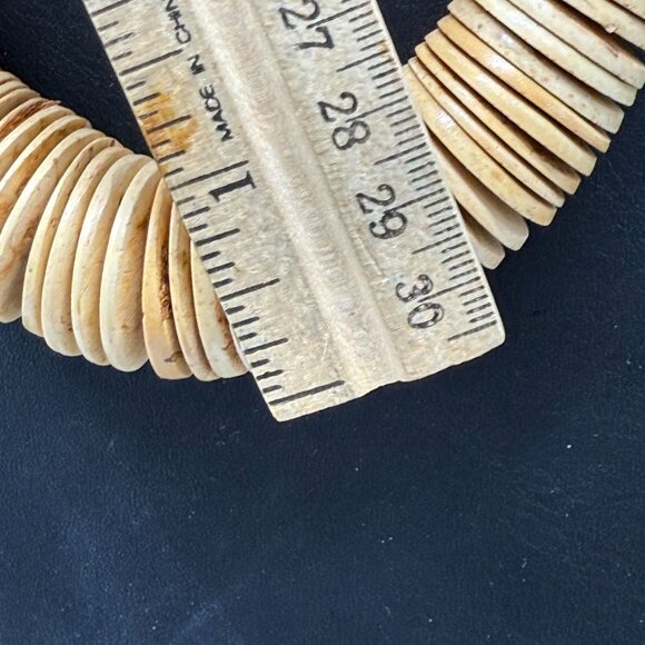 Native American Wood DiskBeads Necklace Boho Traditional Bohemians 25 Inch - Picture 6 of 7